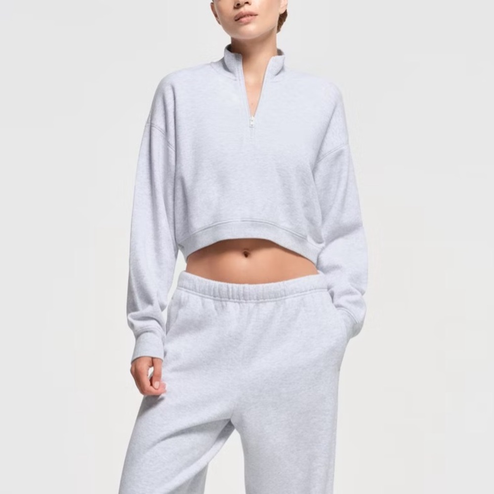 Skims Half Zip Cropped Pullover